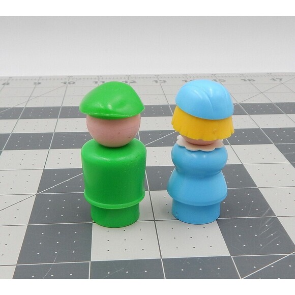 Fisher Price Little People Toys Lot 2 Tall Stewardess Pilot Light Blue Green - Picture 3 of 6